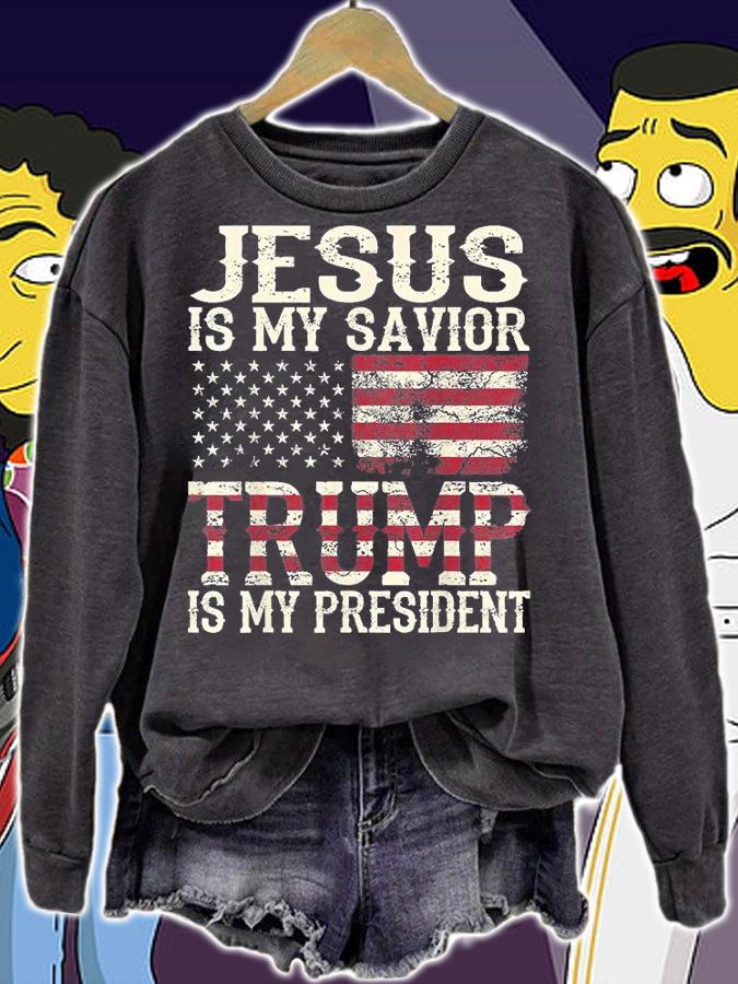 Funny American Jesus Is My Savior Trump Is My President Vintage Retro T-Shirt