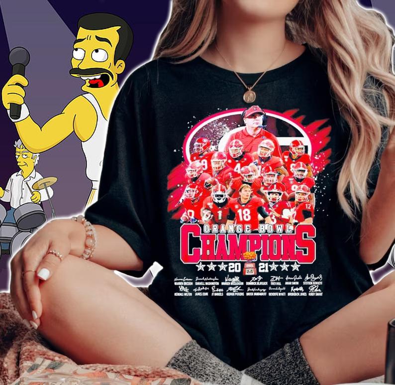 Georgia Bulldogs Orange Bowl Champions 2021 Signatures Shirt woman shirt