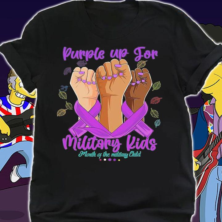 Hands Purple Up Day For Military Kids CHILD Purple Up 2022 T-Shirt shirt