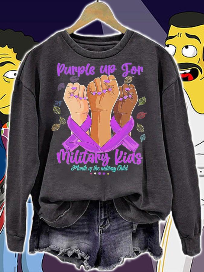 Hands Purple Up Day For Military Kids CHILD Purple Up 2022 T-Shirt sweatshirt