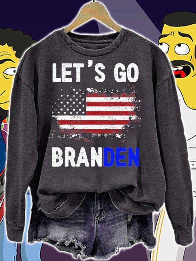 Let's Go Branden Brandon US Flag Tee Funny Trendy Sarcastic t-shirt sweatshirt