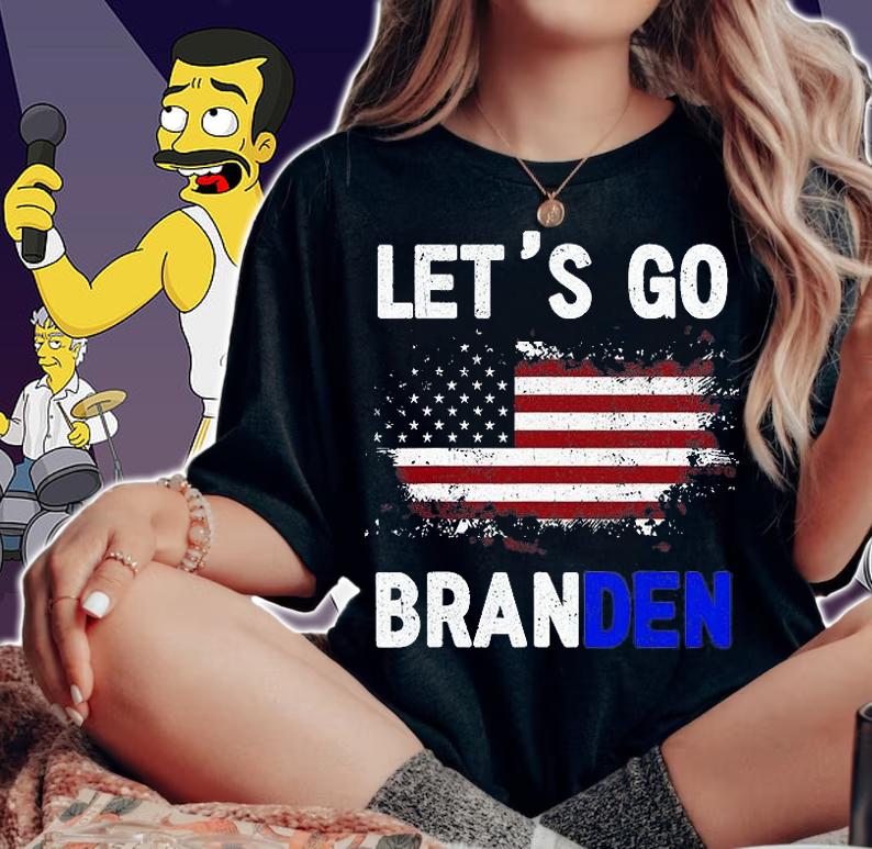 Let's Go Branden Brandon US Flag Tee Funny Trendy Sarcastic t-shirt woman shirt