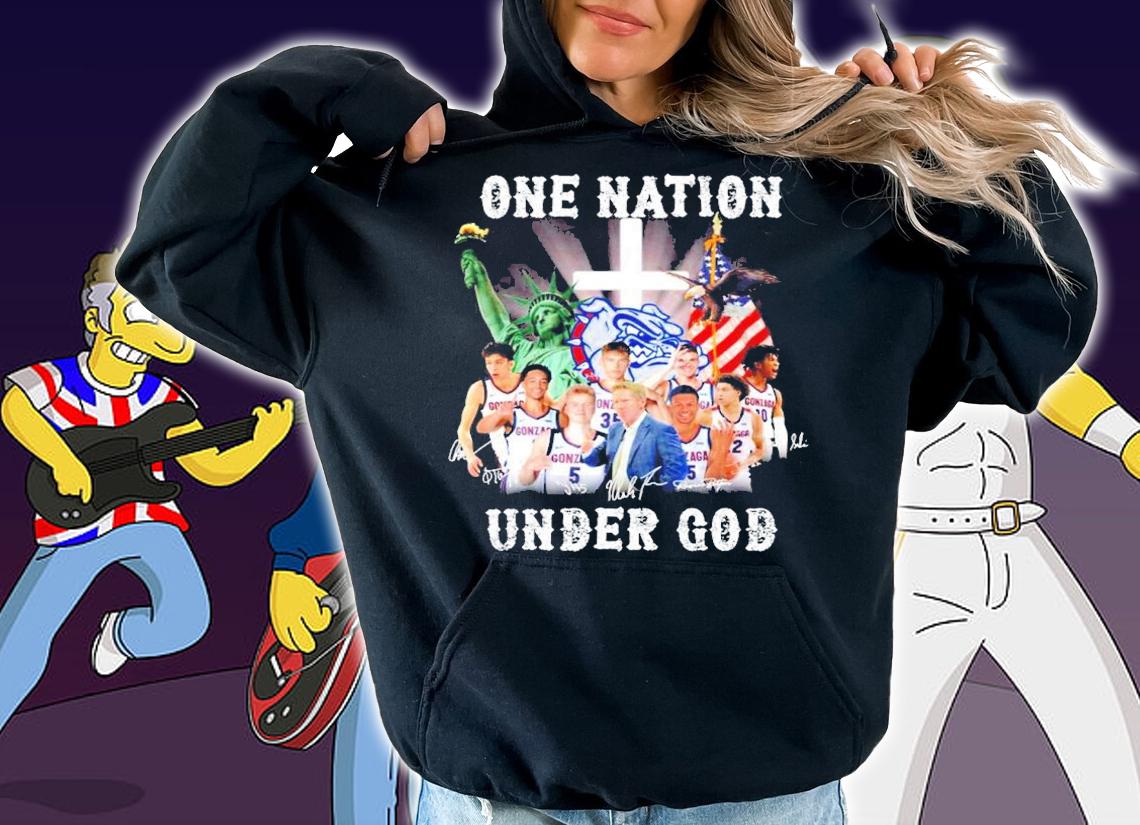 One Nation Under God Gonzaga Bulldogs Signatures Shirt hoodie