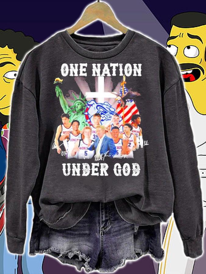 One Nation Under God Gonzaga Bulldogs Signatures Shirt sweatshirt