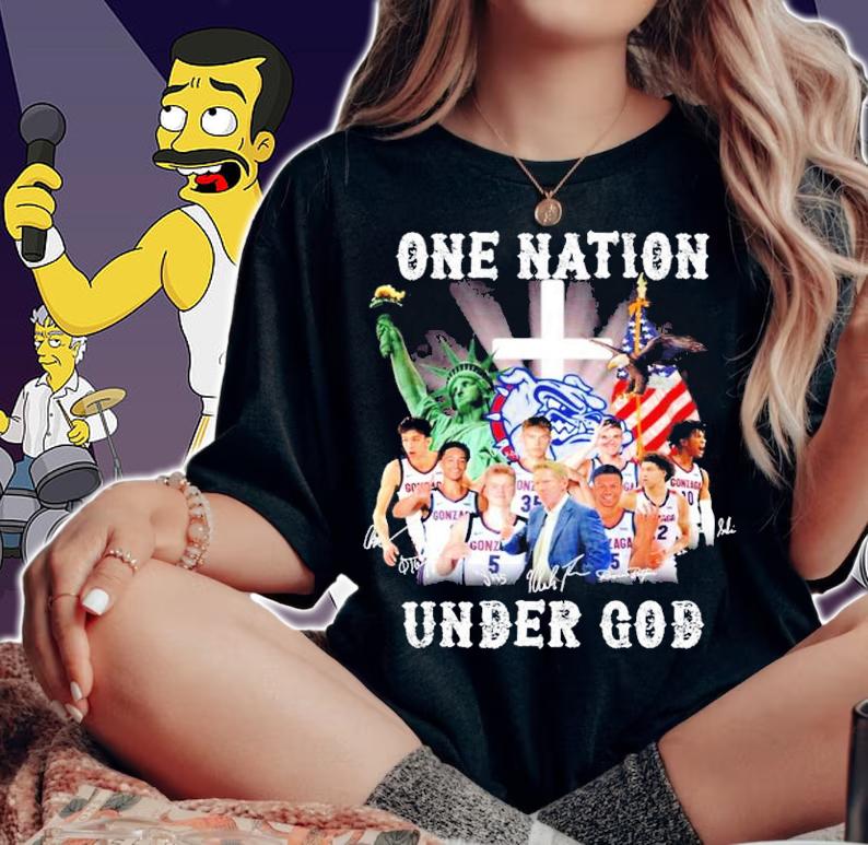 One Nation Under God Gonzaga Bulldogs Signatures Shirt woman shirt