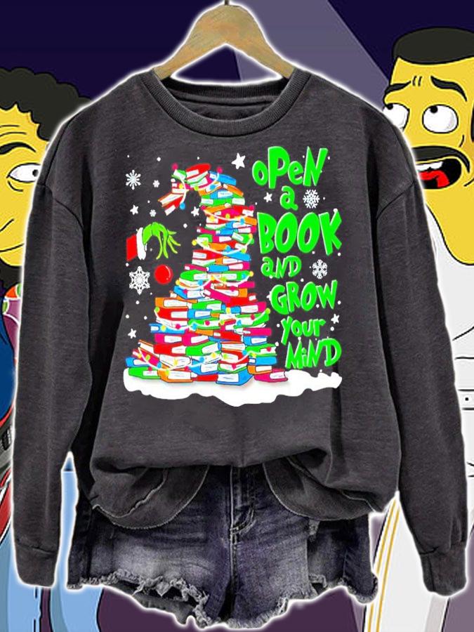 Open a Book and Grow your mind Christmas shirt sweatshirt