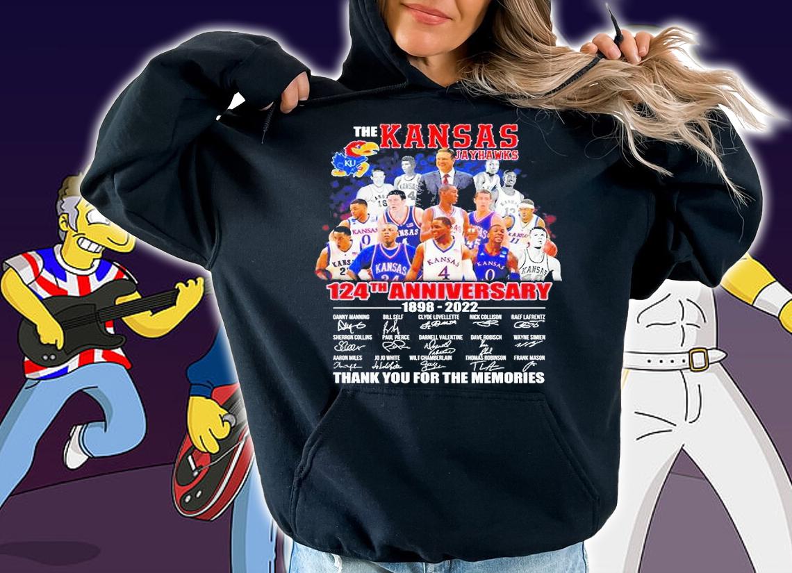 The Kansas Jayhawks 124th Anniversary 1898 2022 Thank You For The Memories Signatures T-Shirt hoodie