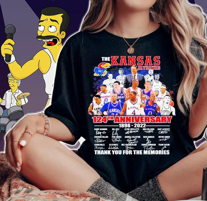The Kansas Jayhawks 124th Anniversary 1898 2022 Thank You For The Memories Signatures T-Shirt woman shirt