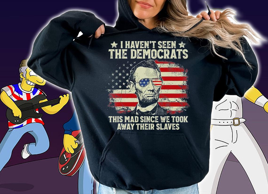 Vintage American Flag Patriots I Haven't Seen The Democrats This Mad Since We Took Away Their Slaves Vintage T-Shirt