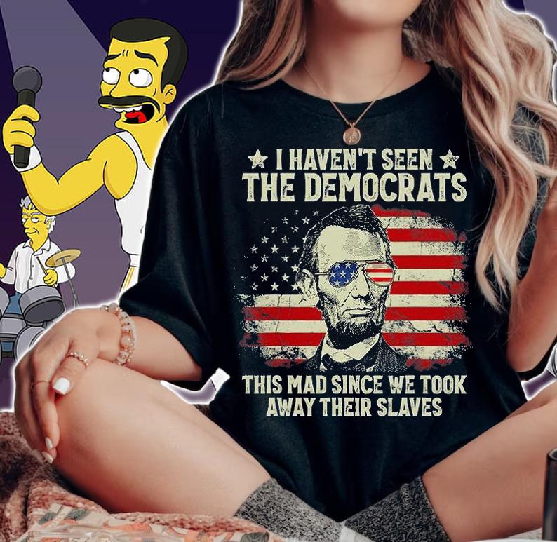 Vintage American Flag Patriots I Haven't Seen The Democrats This Mad Since We Took Away Their Slaves Vintage T-Shirt