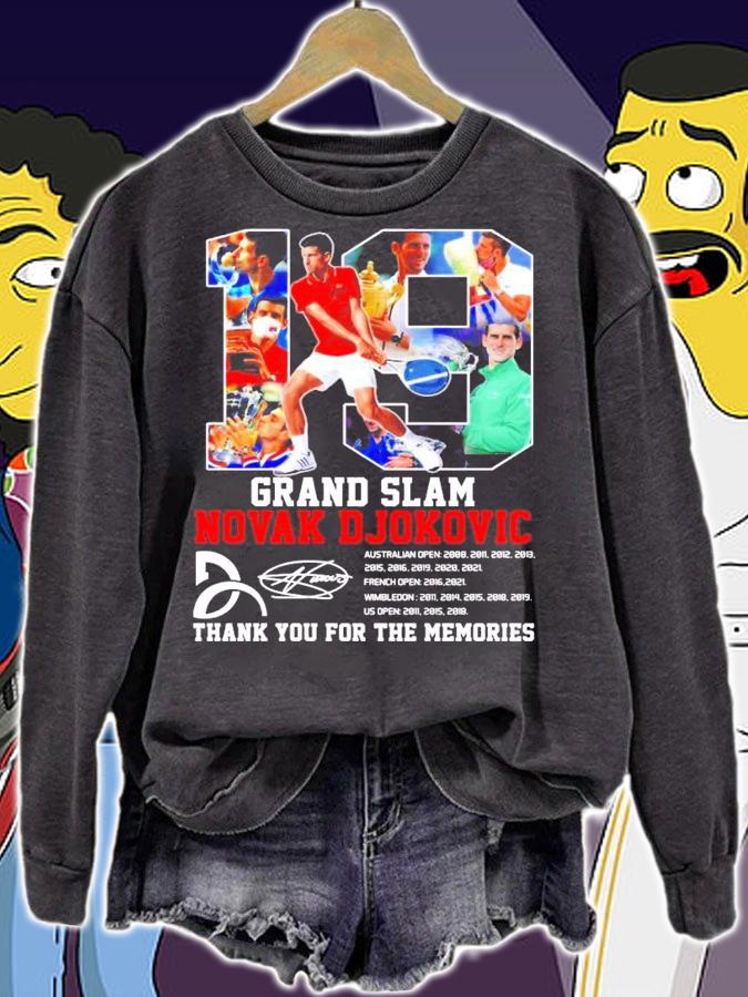 19 Grand Slam Novak Djokovic signature thank you for the memories shirt sweatshirt