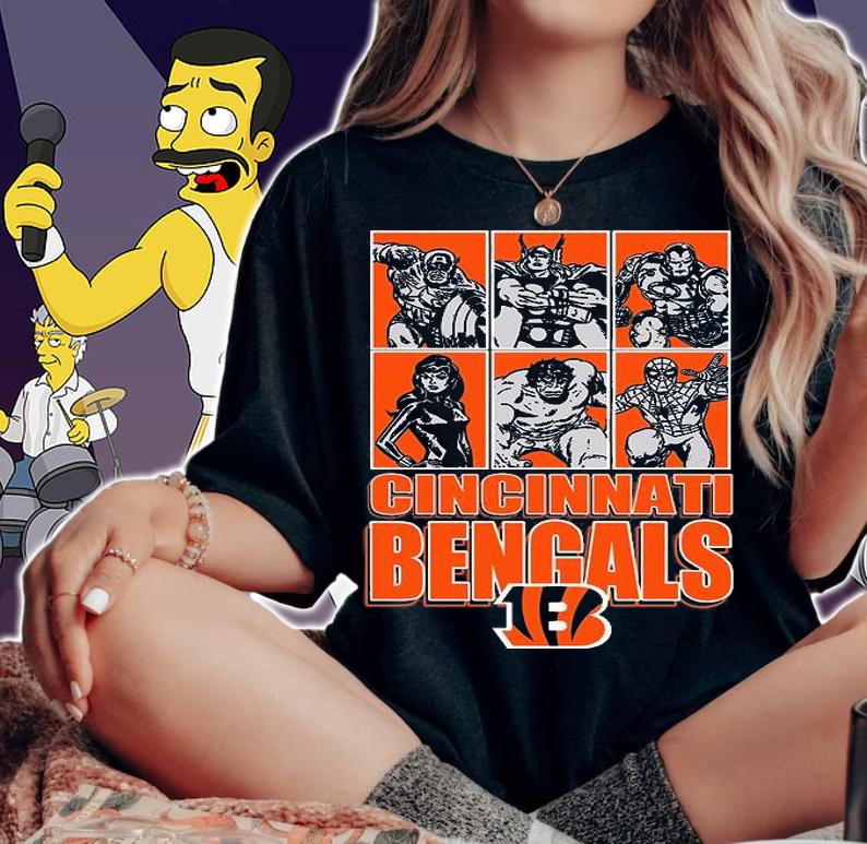 Cincinnati Bengals Disney Marvel Avengers Line-Up shirt woman shirt