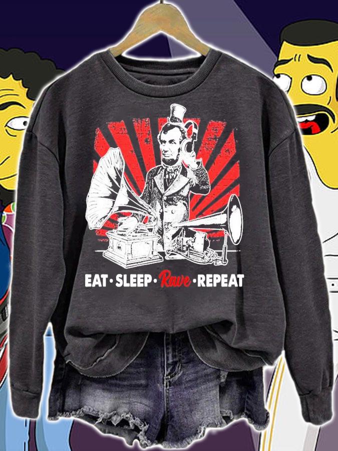 DJ Abraham Lincoln eat sleep rave repeat shirt
