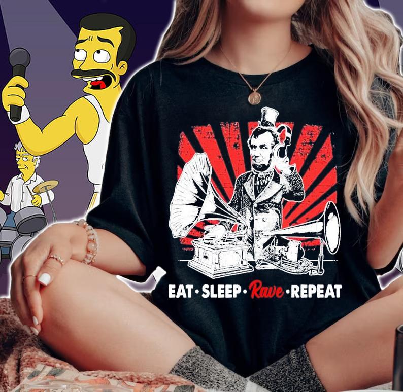 DJ Abraham Lincoln eat sleep rave repeat shirt