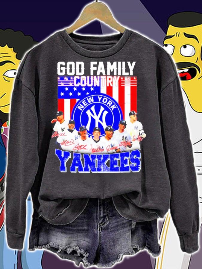 God family country New York Yankees signatures shirt sweatshirt