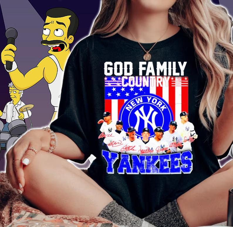 God family country New York Yankees signatures shirt woman shirt