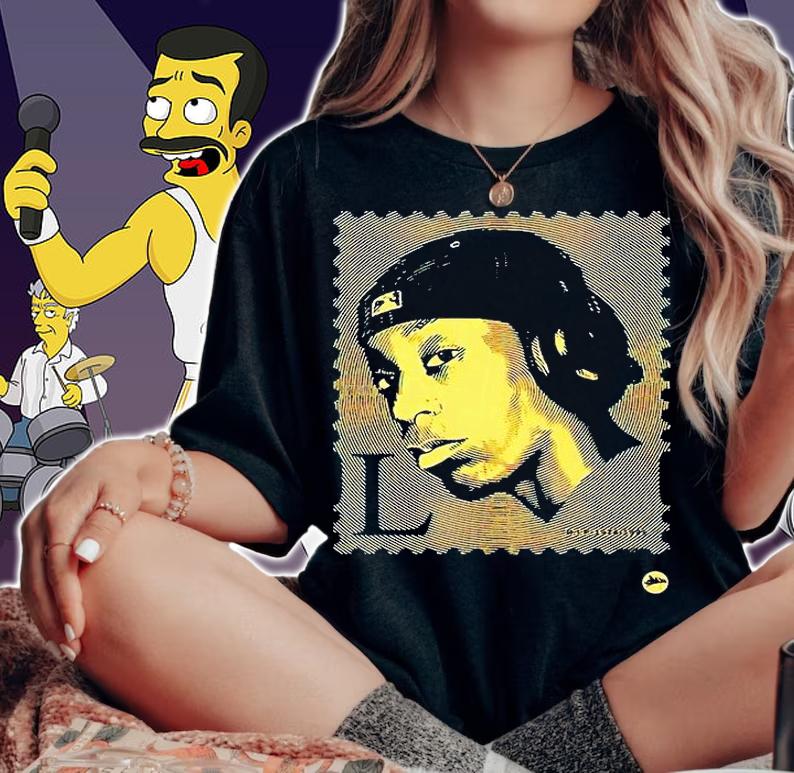 Big-L Hiphop stamp black and gold T-shirt woman shirt