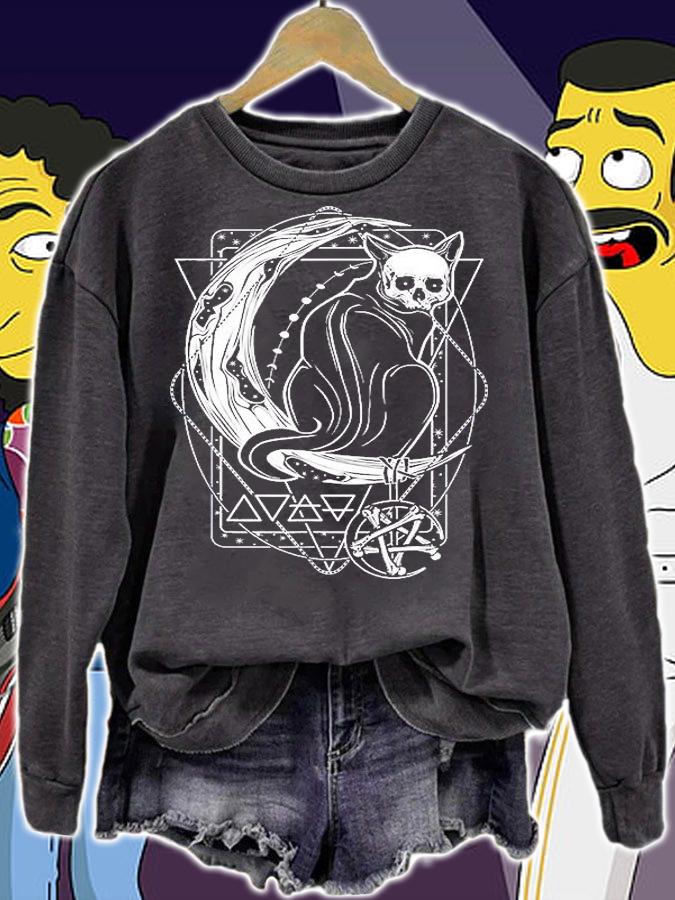 Tarot Card Crescent Moon And Cat T-Shirt sweatshirt