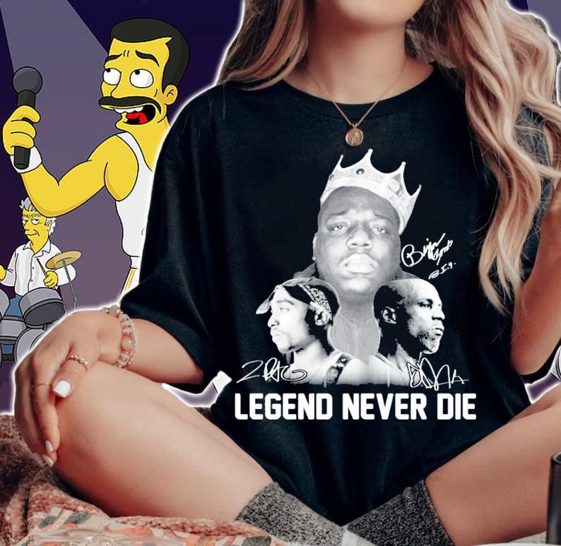 Tupac Shakur 2pac DMX Legend never die signatures shirt t-shirt woman shirt