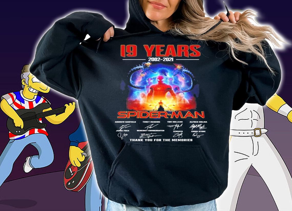 19 years 2002-2021 Spider Man Marvel signatures shirt