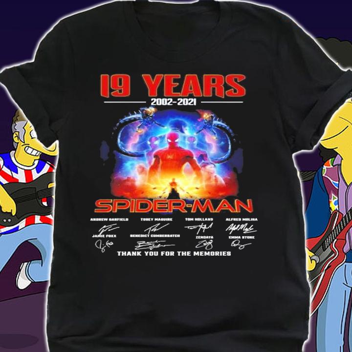 19 years 2002-2021 Spider Man Marvel signatures shirt