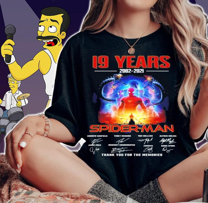 19 years 2002-2021 Spider Man Marvel signatures shirt