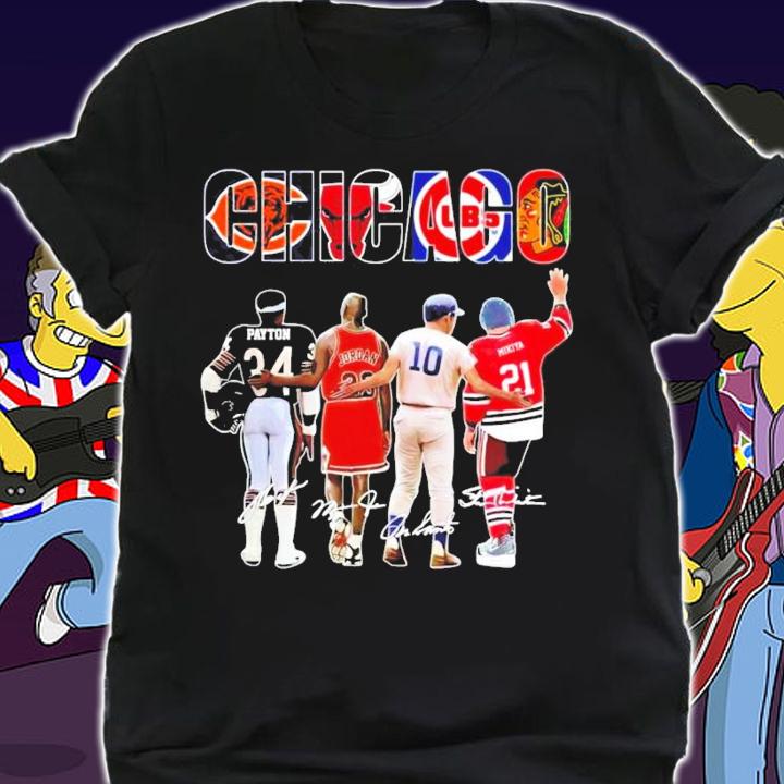 Chicago Bears Bulls Cubs Blackhawks Payton Jordan Santo MIkiya players signature shirt shirt