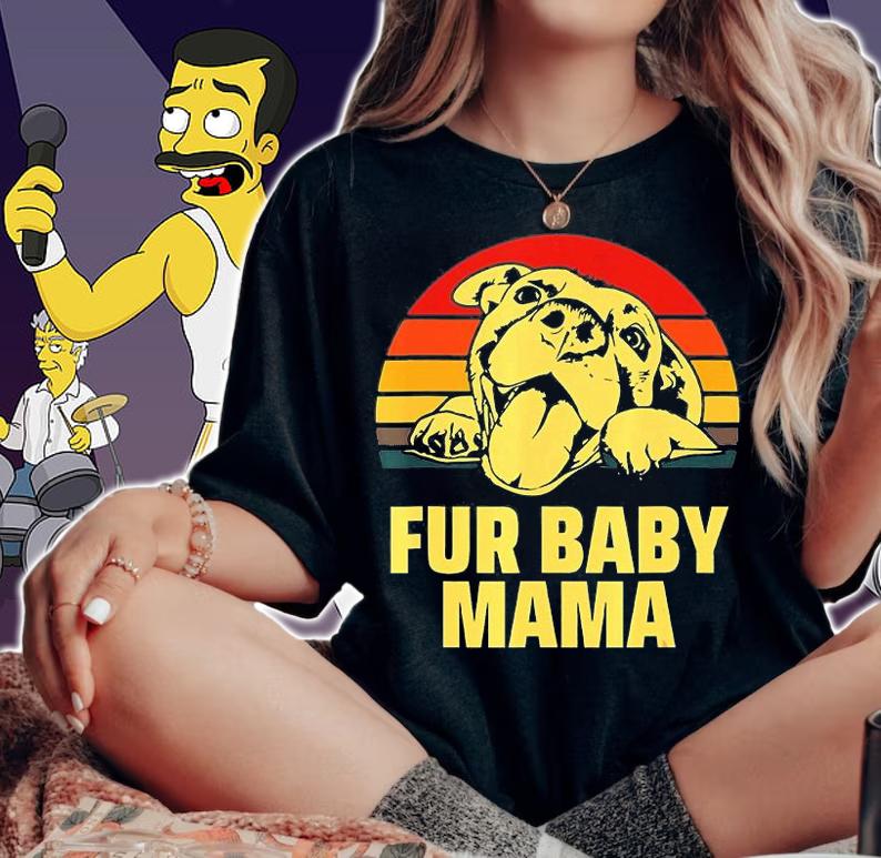 Fur Baby Mama Happy Pitbull Dog Mom T-Shirt woman shirt