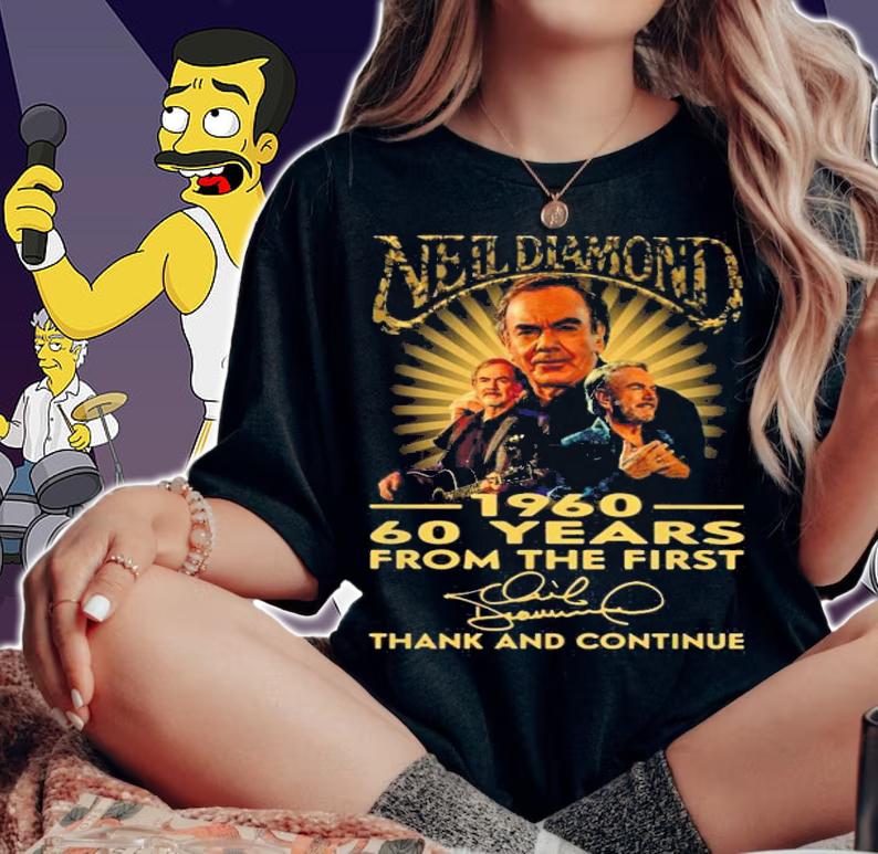 Neil Diamond 1960 60 Years From The First Signature Thank And Continue t-shirt woman shirt