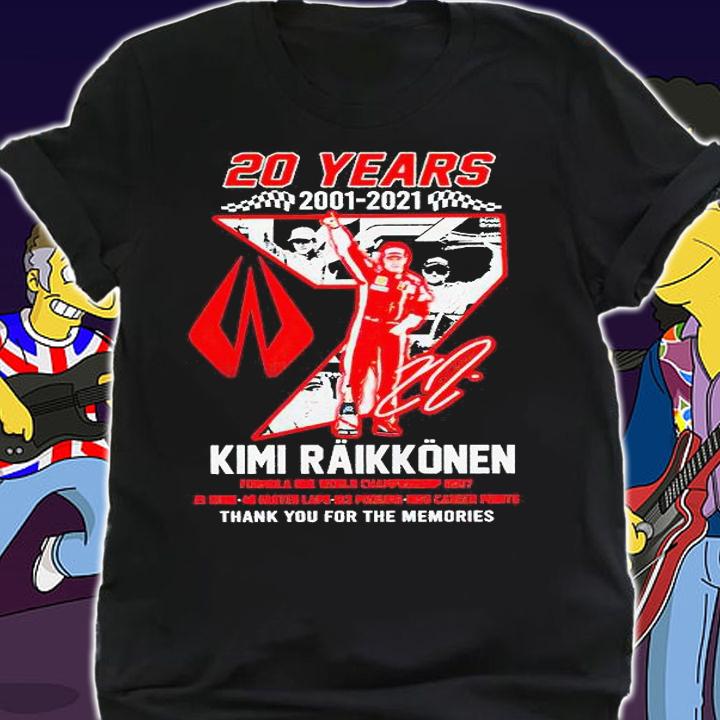 20 years 2001-2021 Kimi Raikkonen Formula One World Championship 2007 thank You for the memories signature T-shirt