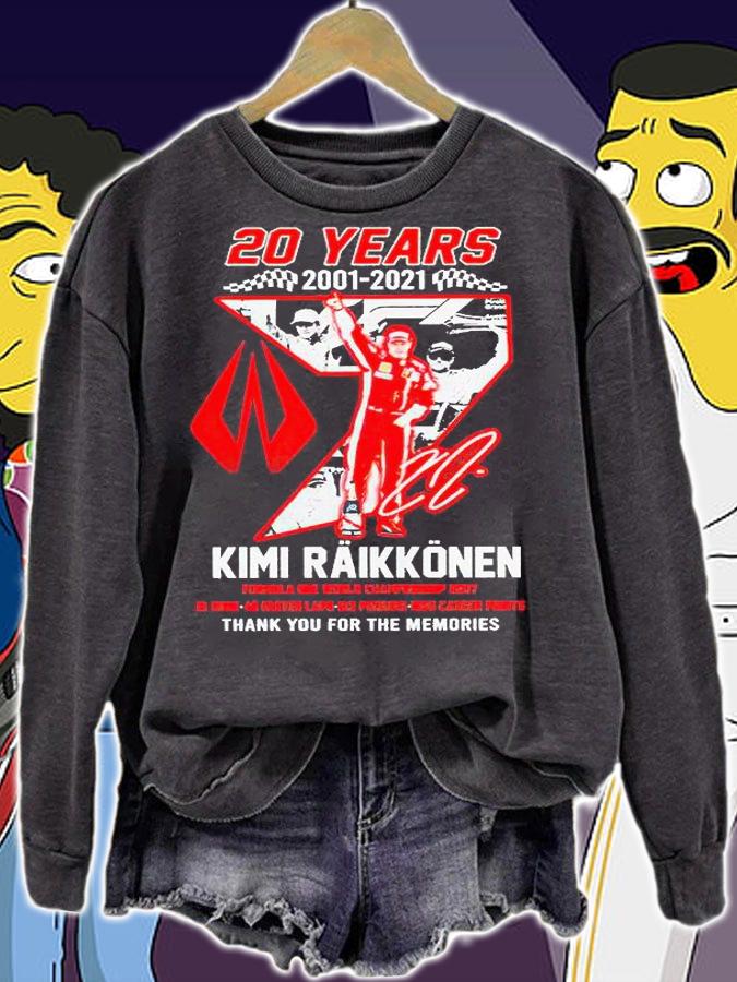20 years 2001-2021 Kimi Raikkonen Formula One World Championship 2007 thank You for the memories signature T-shirt