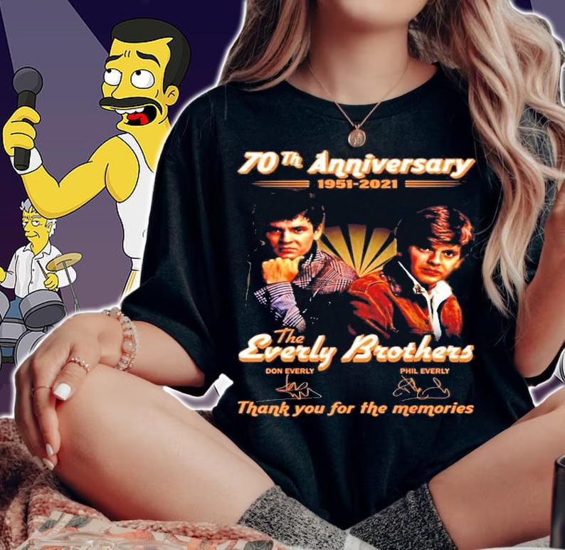70th anniversary 1951-2021 The Everly Brothers thank You for the memories signatures T-shirt woman shirt
