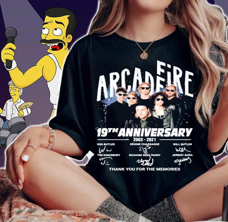 Arcade Fire 19th anniversary 2003-2021 signatures t-shirt