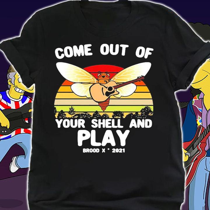 Cicada play guitar come out of your shell and play vintage shirt