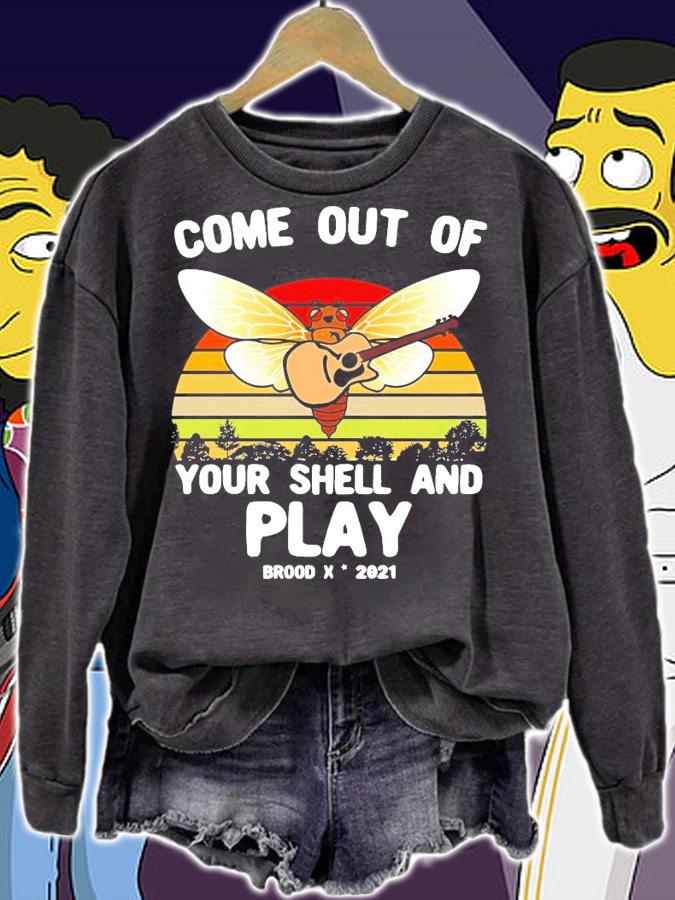 Cicada play guitar come out of your shell and play vintage shirt