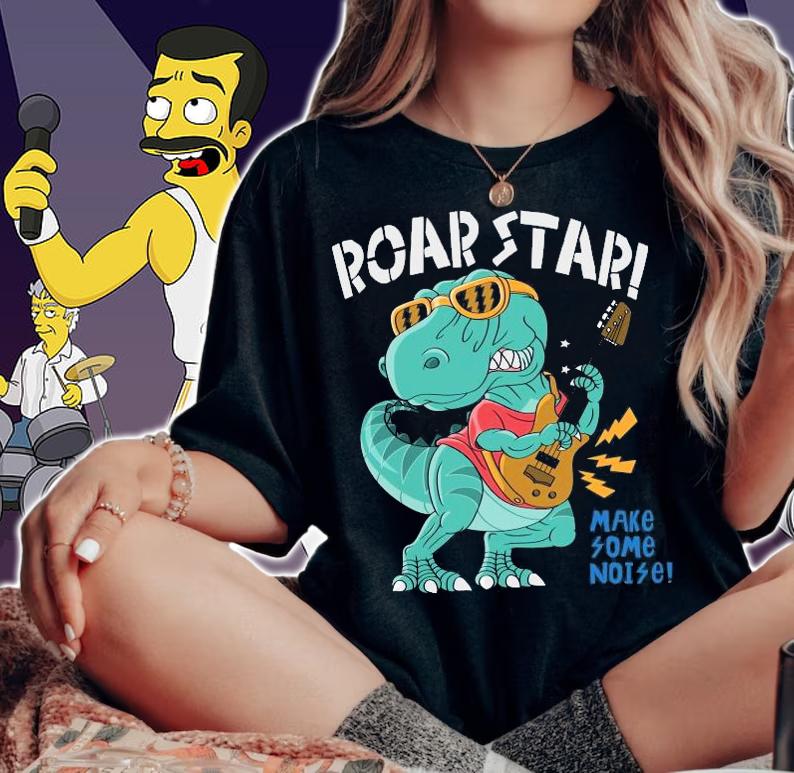 Dinosaur guitar make some noise shirt woman shirt