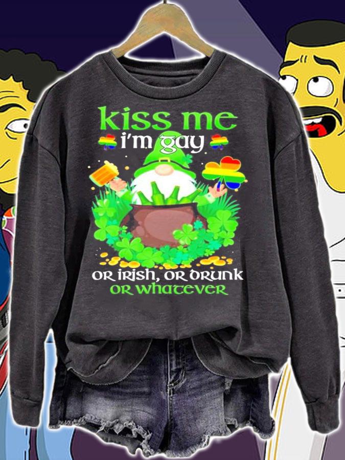 LGBT Gnomes kiss me I'm gay or irish or drunk or whatever St.Patrick's Day shirt