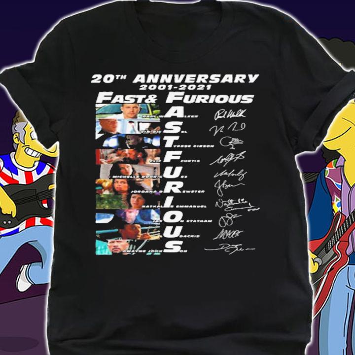 20Th Anniversary 2001 2021 Fast Furious Signatures t-shirt shirt