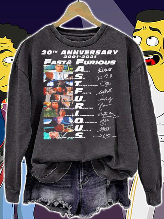 20Th Anniversary 2001 2021 Fast Furious Signatures t-shirt sweatshirt
