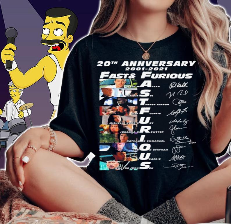 20Th Anniversary 2001 2021 Fast Furious Signatures t-shirt woman shirt
