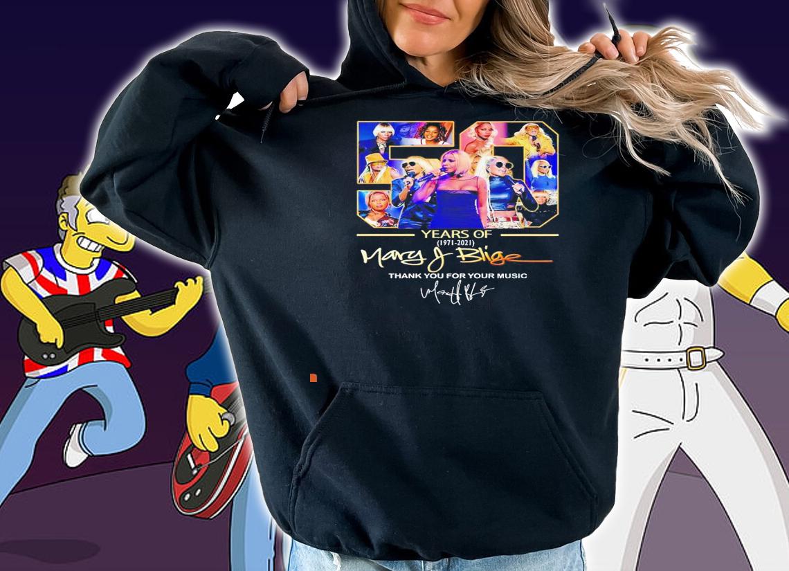 50 years of 1971 2021 Mary J Blige thank you for your music signature shirt