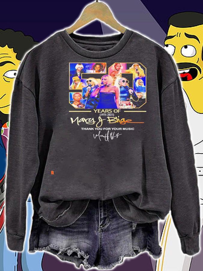 50 years of 1971 2021 Mary J Blige thank you for your music signature shirt