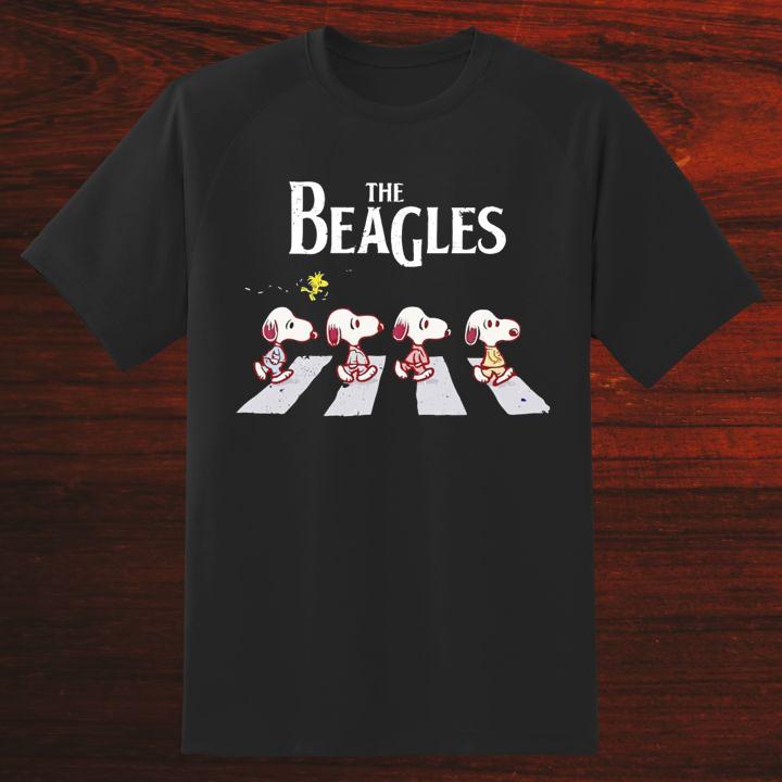 The Beagles Snoopy And Woodstock Abbey Road Peanuts T-Shirt