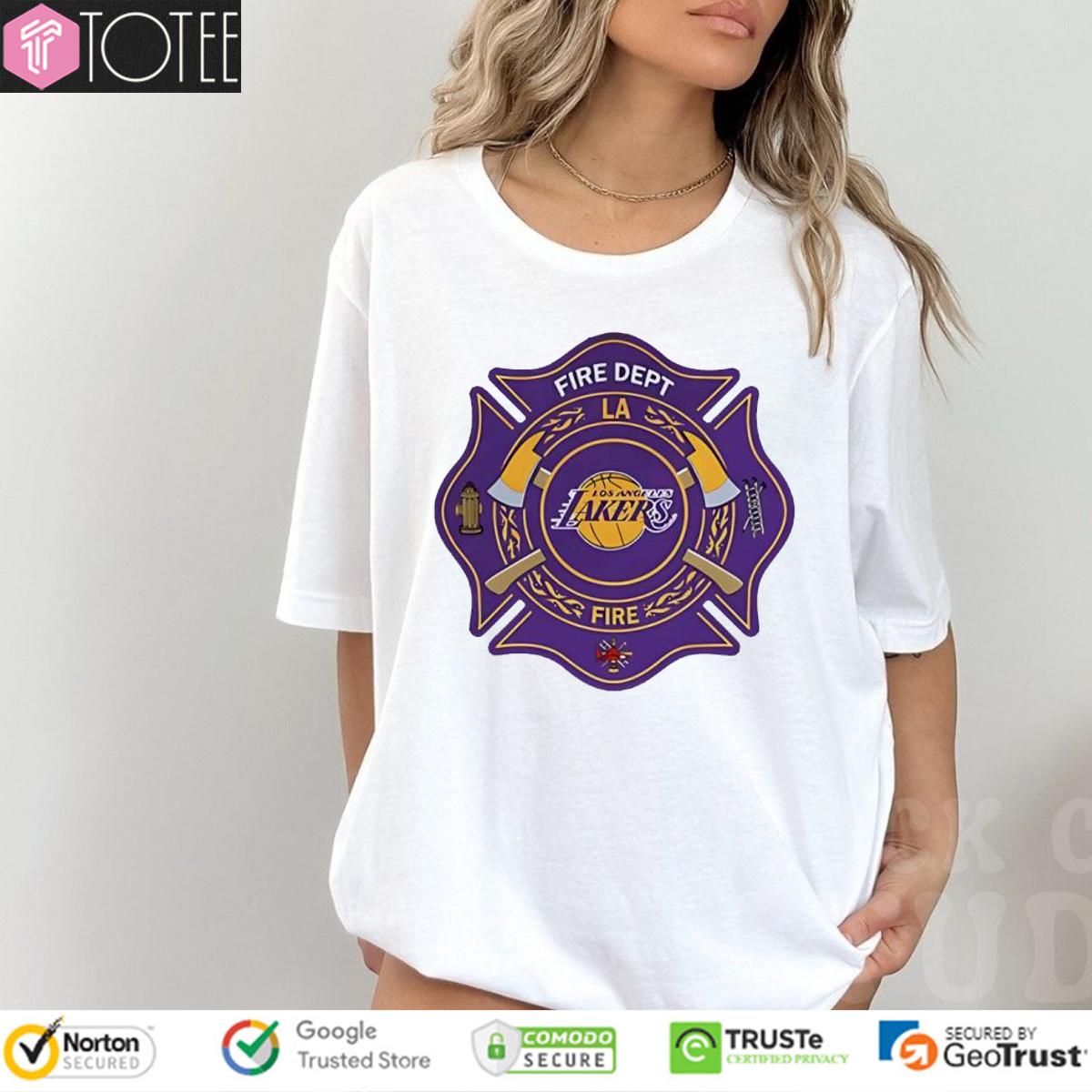 Fire Dept Los Angeles Lakers Logo Basketball Firefighter T-Shirt