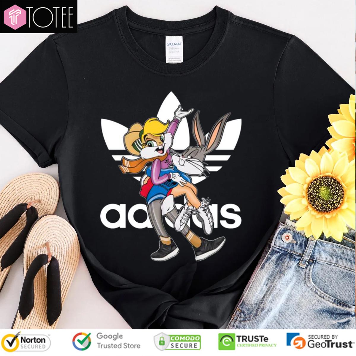 Lola And Bugs Bunny Looney Tunes Parody Adidas Logo T-Shirt
