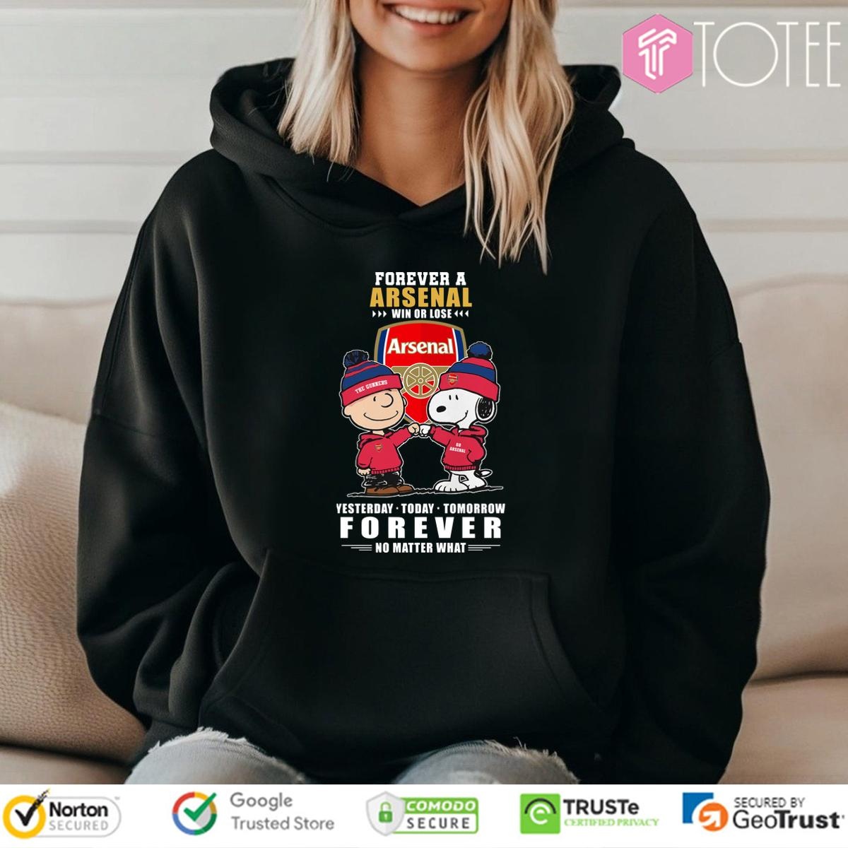 Snoopy X Charlie Brown Forever A Arsenal F.C. Win Or Lose No Matter What Hoodie