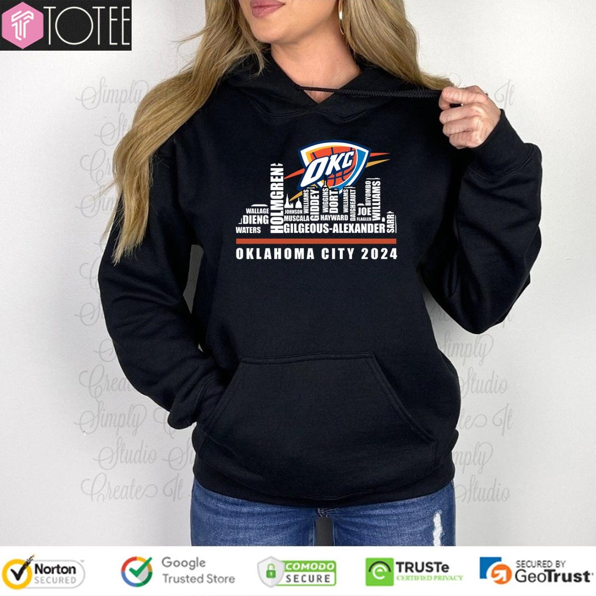 Oklahoma City Thunder 2024 Players Names City Skyline Hoodie